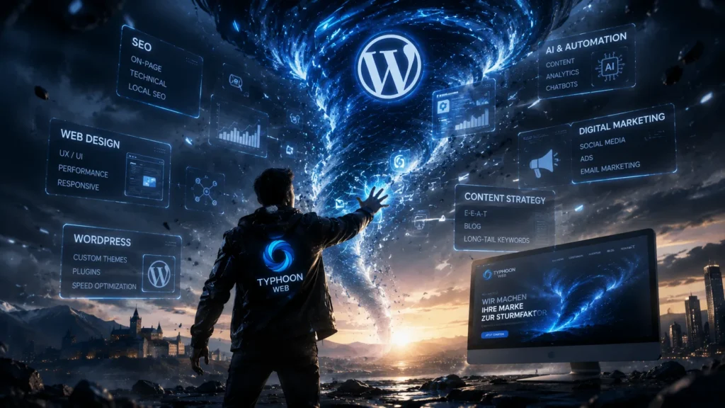 TyphoonWeb Markenidentität für Webdesign, WordPress, SEO und künstliche Intelligenz